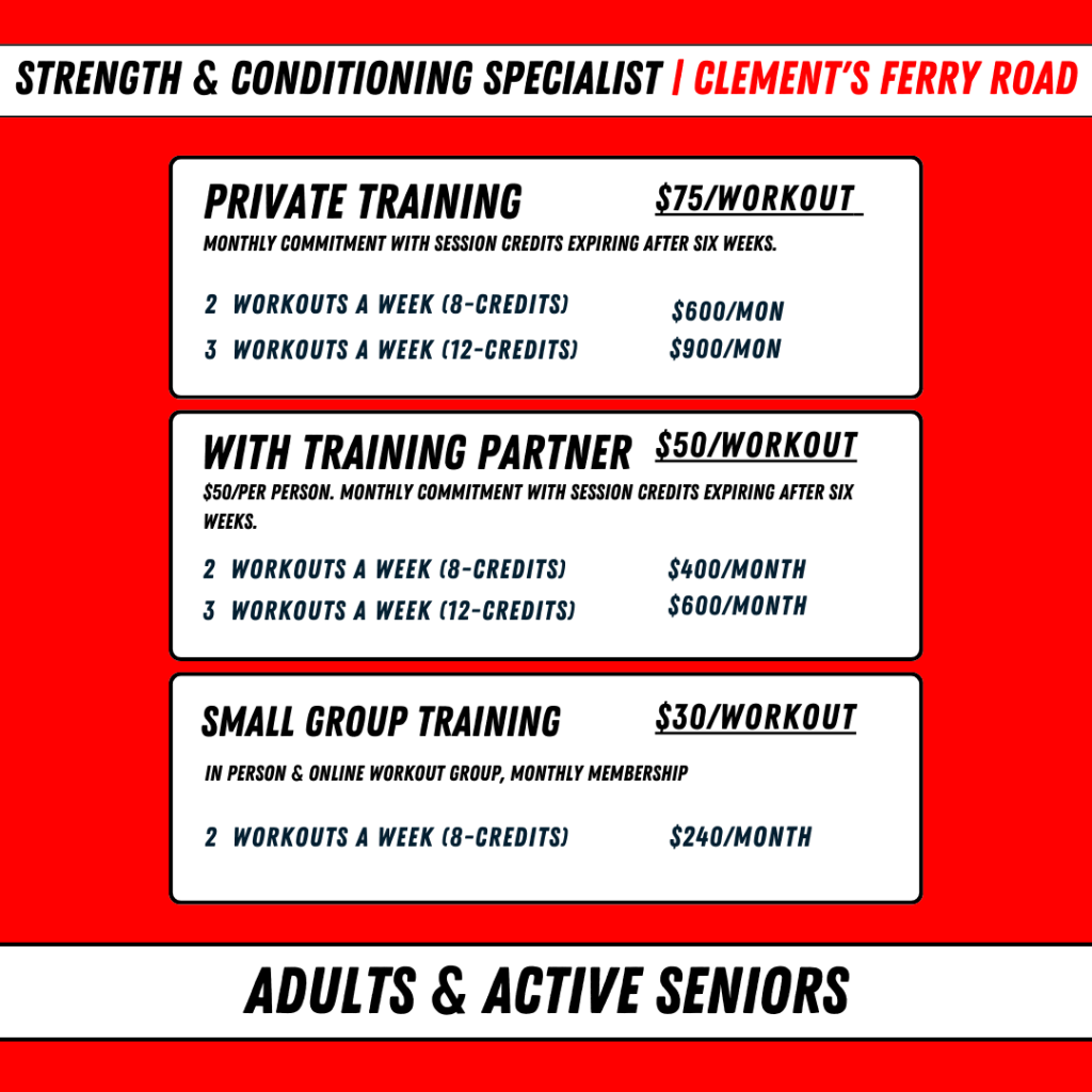 Adult and Senior Strength & Conditioning Specialist Charleston SC