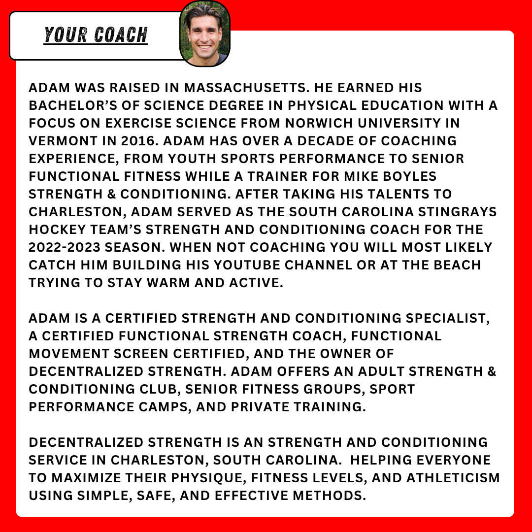Adam Oliver bio, Personal trainer & strength coach North Charleston.